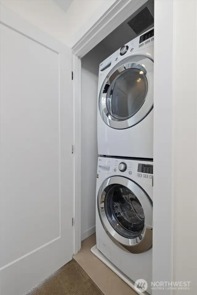 Full sized stacked washer and dryer