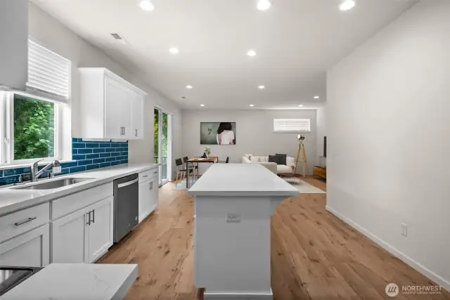 pantry area view of kitchen and great room