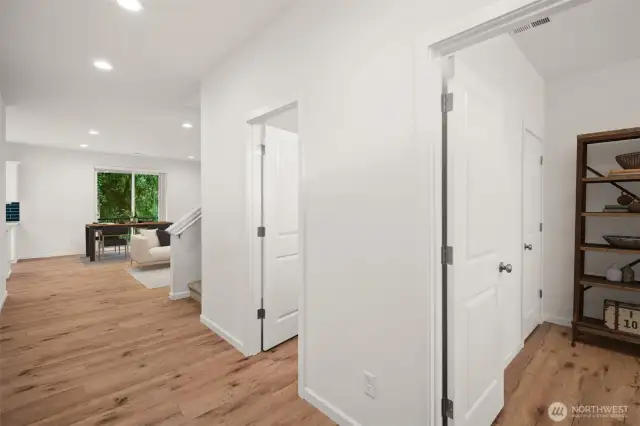 as you enter, find a main floor bedroom. 3/4 bath, as well
