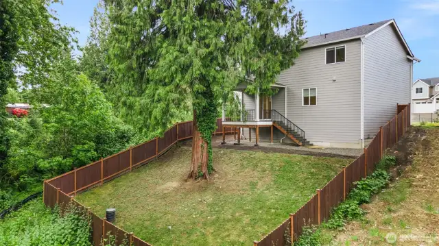 aerial shot of the back of the home