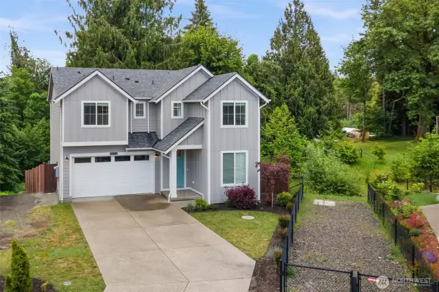 aerial view of the front of the house