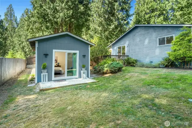 Detached 228 sqft Office/Guest space. Adding a minisplit for heat may enable you to add to the house sqft!  Easy added value!