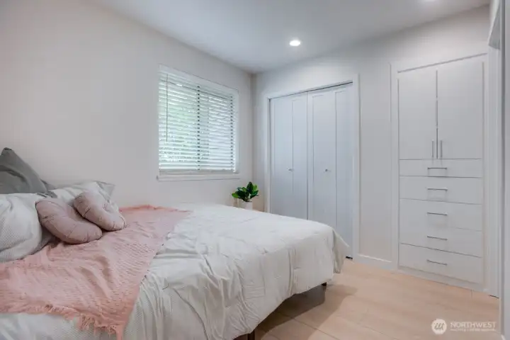 Fully remodeled bedroom with a queen.