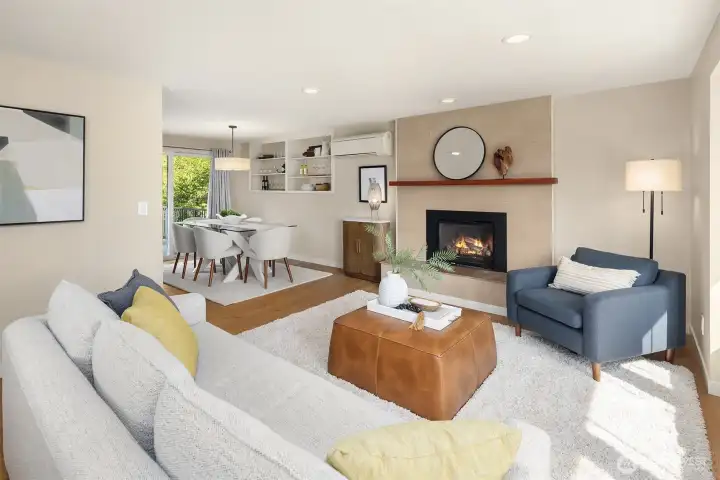 Open concept with great flow from living to dining to large deck just off dining/kitchen.