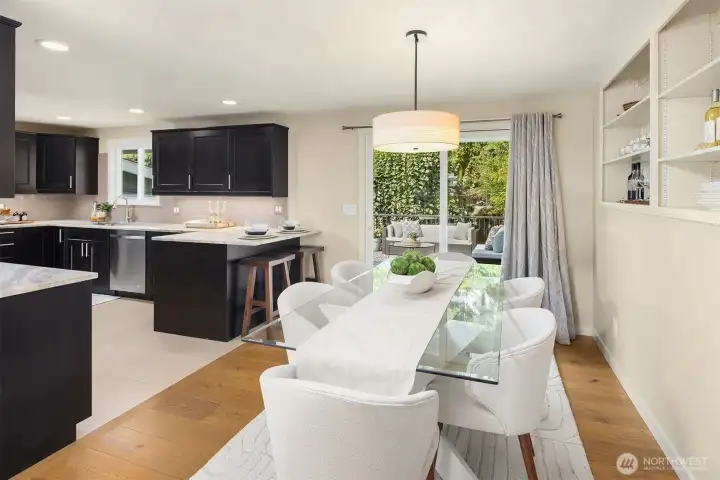 Dining off kitchen with breakfast bar.