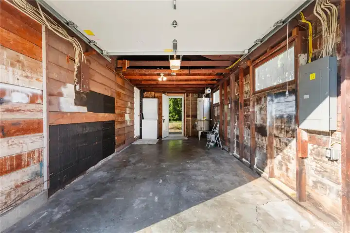 One car garage, with ample storage.