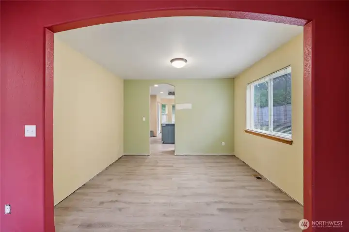 Dining room next to kitchen.