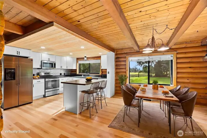 Dining room virtually staged to showcase the possibilities of the space.