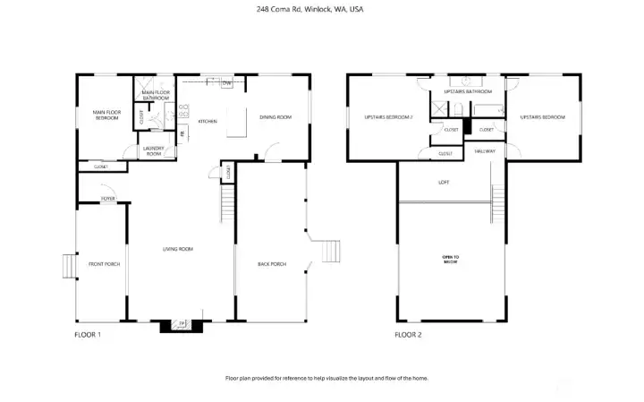 Floor plan to help visualize the layout and flow of the home.