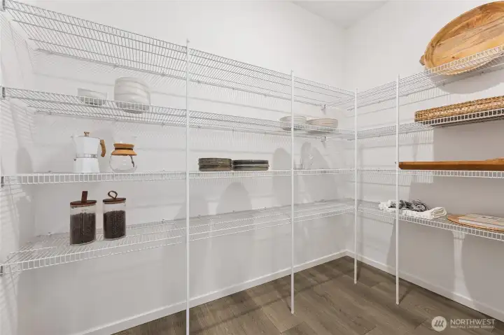 Spacious walk-in pantry.   Pictures are for representational purposes only, colors and features may vary.