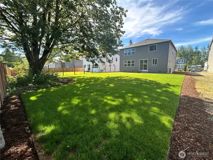 Large back yard w/plenty of space for hosting, running around, gardening, and playing. Large back yard w/plenty of space for hosting, running around, gardening, and playing.