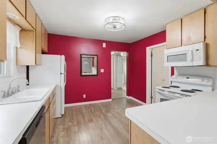 Kitchen with entry to Bath, Bed #2, and Laundry.  See Floorplan
