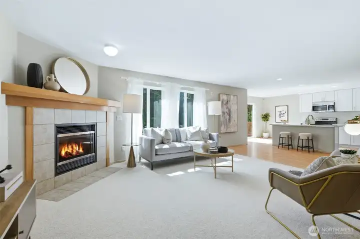Relax and unwind beside the cozy fireplace.