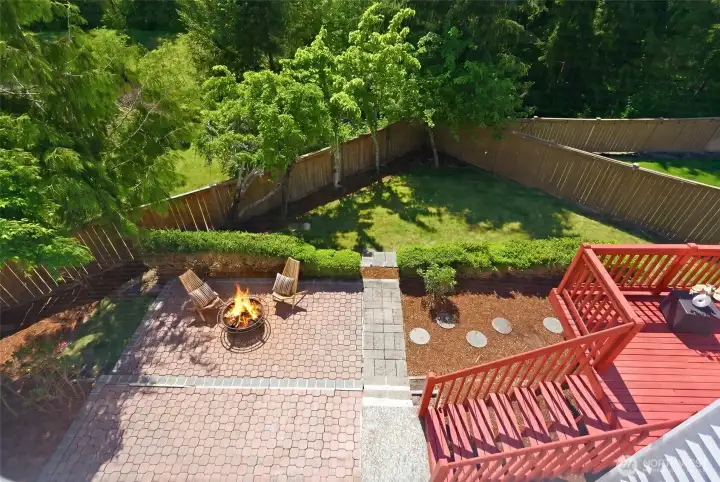 Large paver patio perfect for entertaining outdoors.