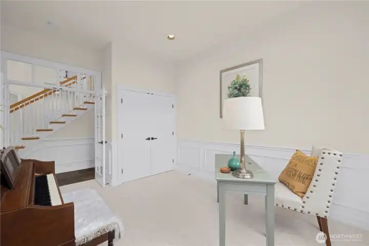 Office or den space on the lower level with French Doors.