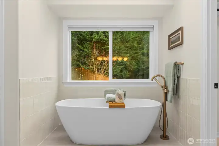 The bathroom just had an $85,000 renovation. Be the first to relax in the brand new tub.