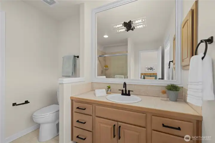 Ensuite bathroom off the secondary upstairs suite.