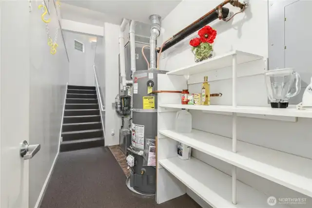 Walk-in pantry with convenient access to the oversized two-car garage.