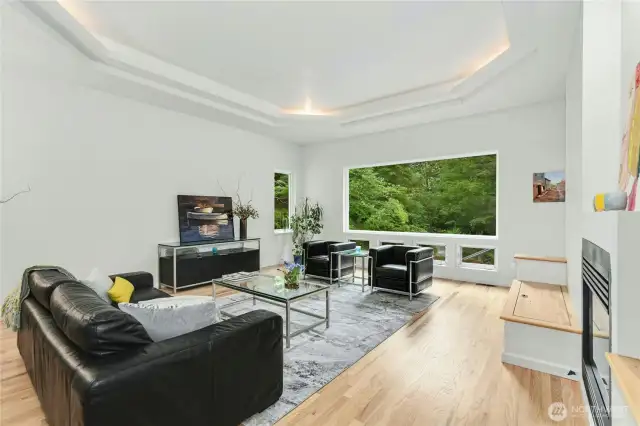Another perspective of the spacious living room.
