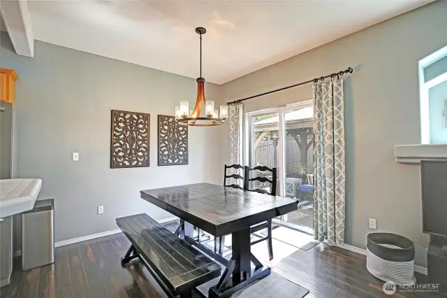 A view of the kitchen dining area from living room.