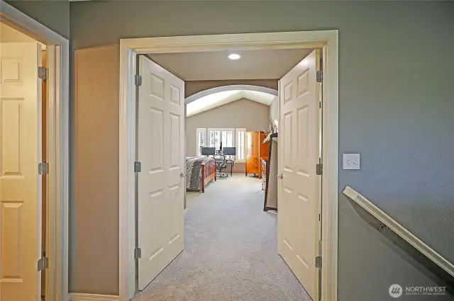 French door entrance to primary bedroom.