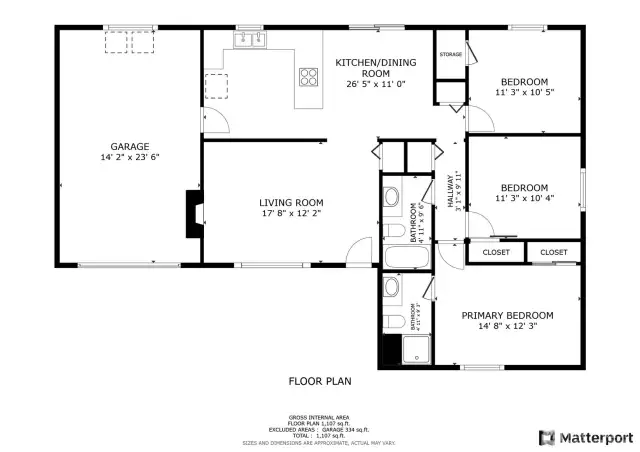 Flloor Plan with dimensions of each space