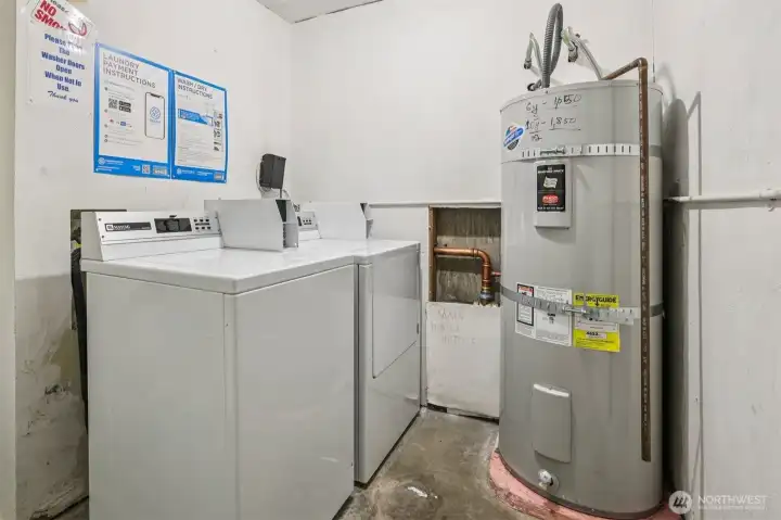 Community laundry is nearby and convenient