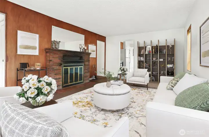 Virtually staged Livingroom.