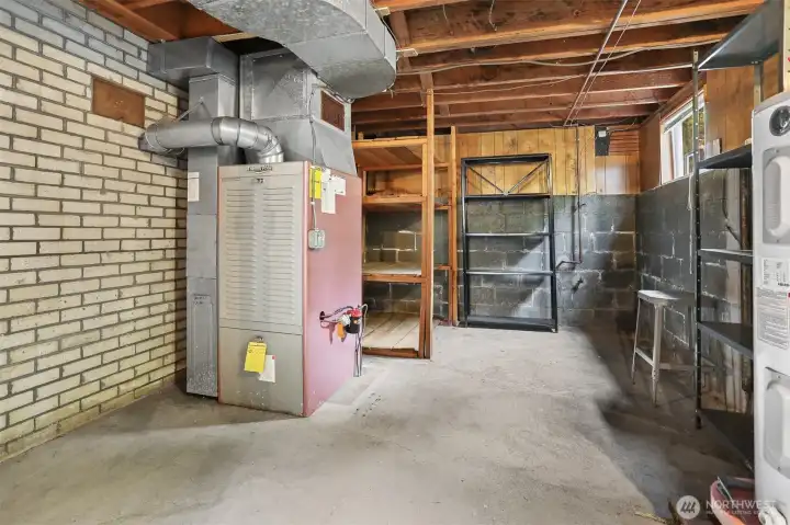 Basement view of furnace.
