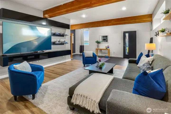 Downstairs family room and workout area