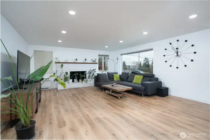 Wood burning fireplace perfect for cold PNW nights.