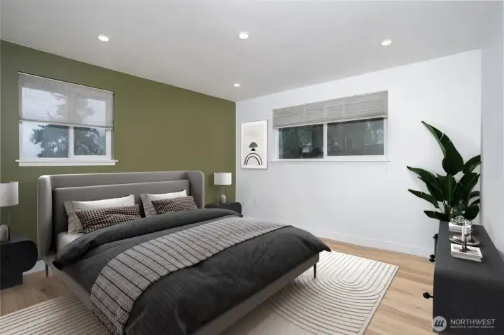 Virtually staged upstairs 2nd bedroom.