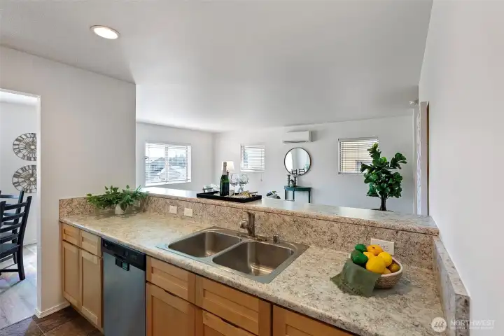 kitchen from corner facing living room
