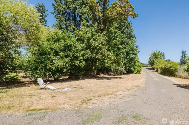 private driveway leading to a coffee shop and the freeway