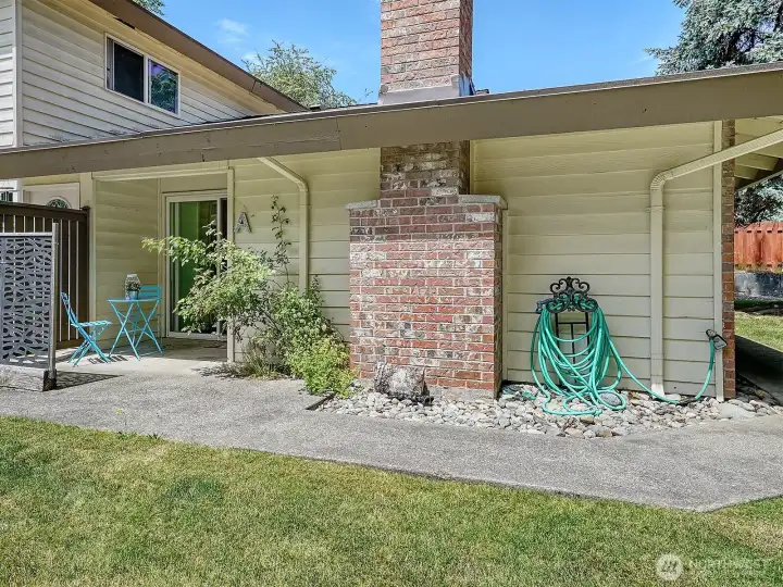 Here’s a peek from the side of your unit, highlighting the private patio.