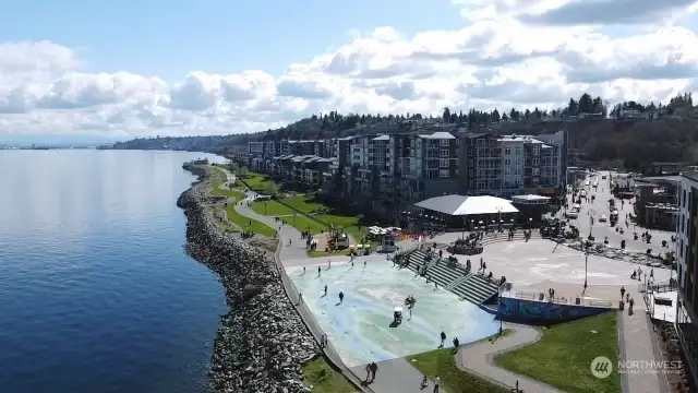View of the neighborhood with beautiful views.  Amazing walkways stretching from Point Ruston all the way to Dune Park and up into Point Defiance Park.  All just steps from your door!