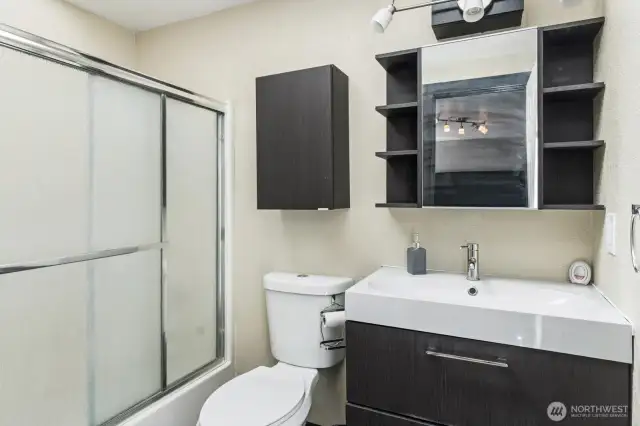 Sleek design in the primary bath.