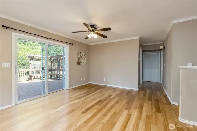 Living room with slider to back deck