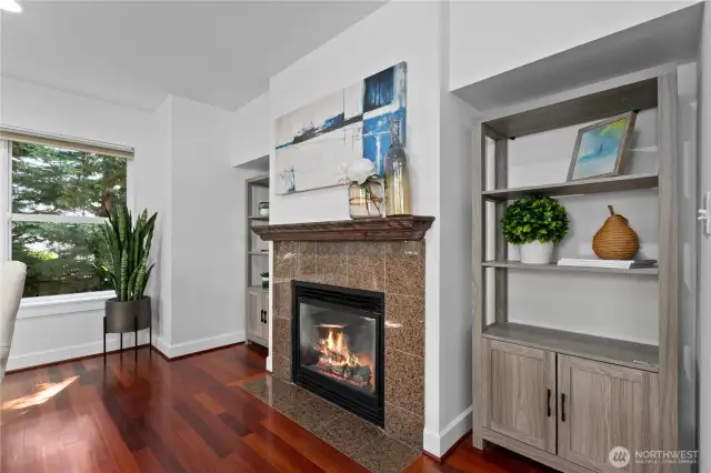 Living room gas fireplace