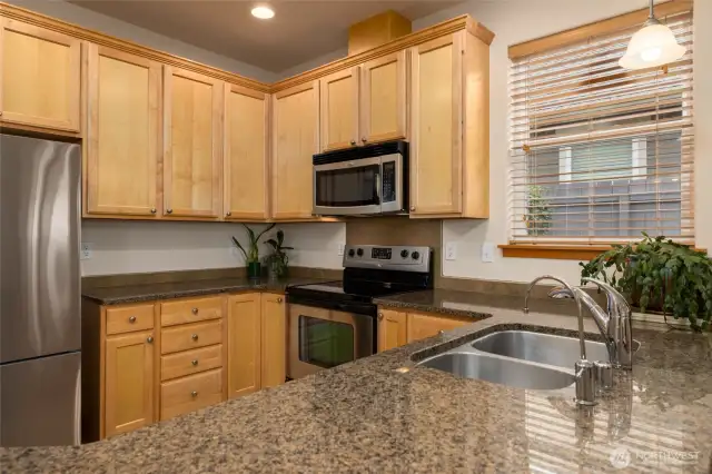Granite countertops, stainless appliances.