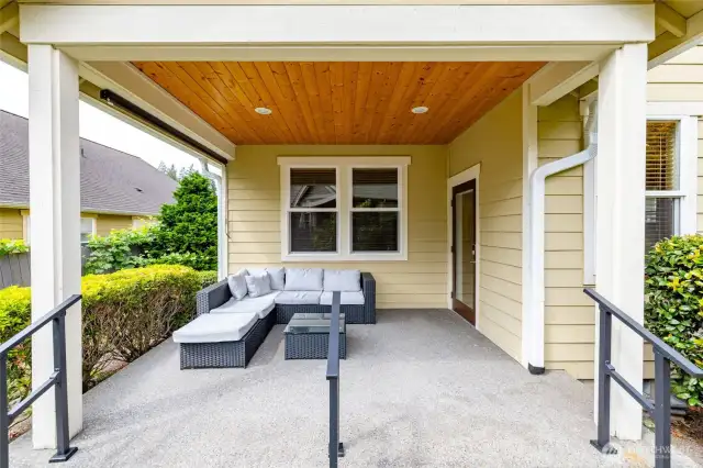 Covered back patio to enjoy year-round - Patio furniture stays with the property