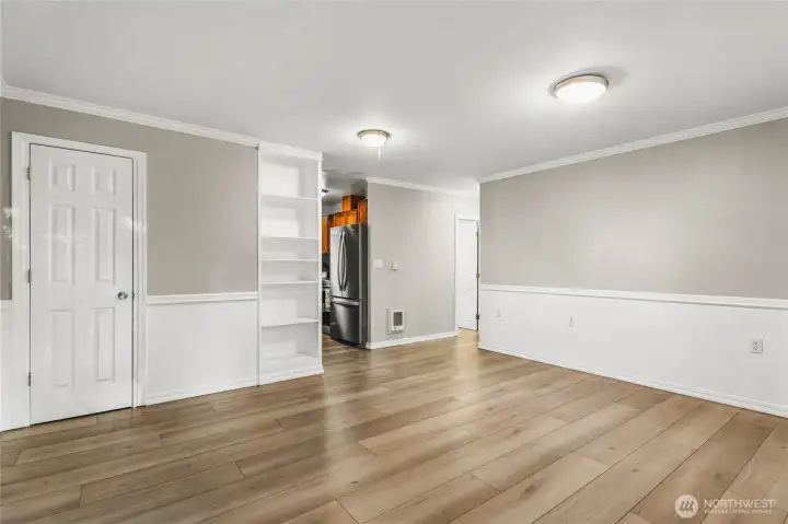 Built in storage in the living room