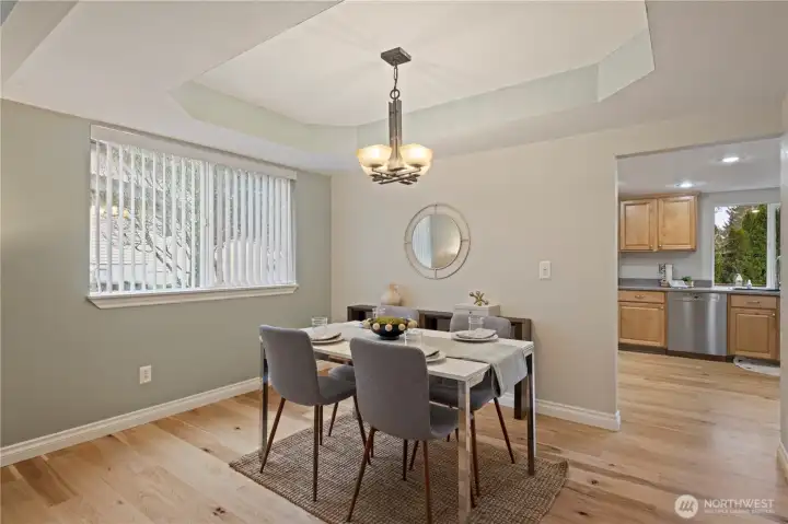 Tray ceiling gives this room a formal, yet comfortable feel.