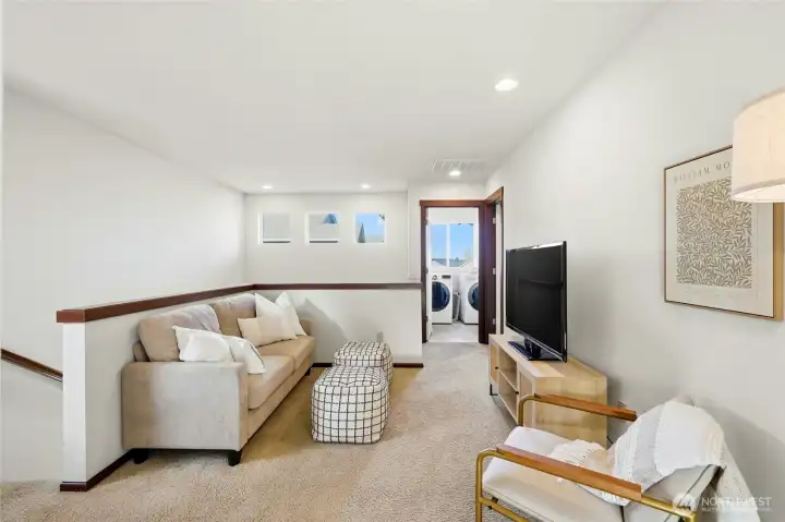 Upstairs loft/rec room or possible office area