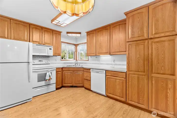 Kitchen with large pantry on the right.
