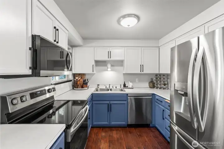 Freshly painted kitchen with brand new appliance package