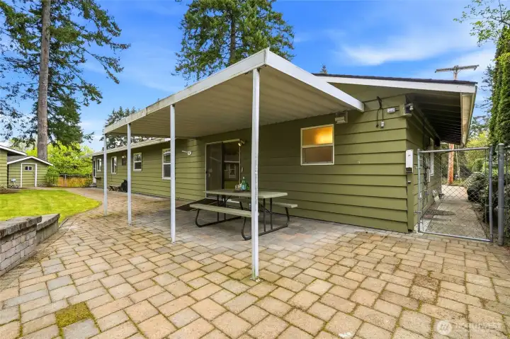 A covered patio for year round enjoyment.