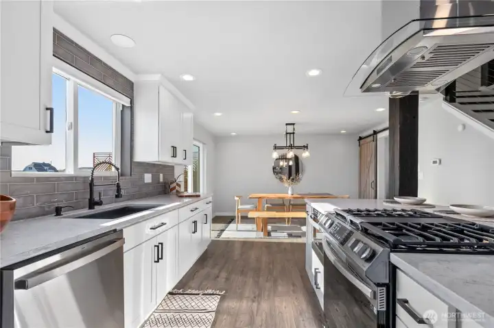 Contemporary kitchen design offers both style and functionality with generous prep and storage space. Contemporary kitchen design offers both style and functionality with generous prep and storage space.