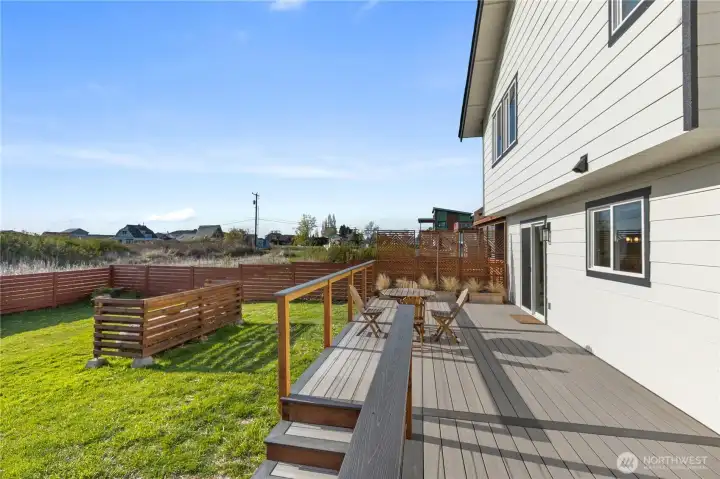 Enjoy outdoor dining and gatherings with a private backyard backdrop. Enjoy outdoor dining and gatherings with a private backyard backdrop.