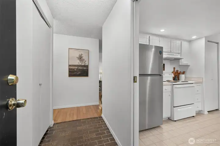 Entryway provides a functional transition into the home with easy access to the kitchen and main living areas.